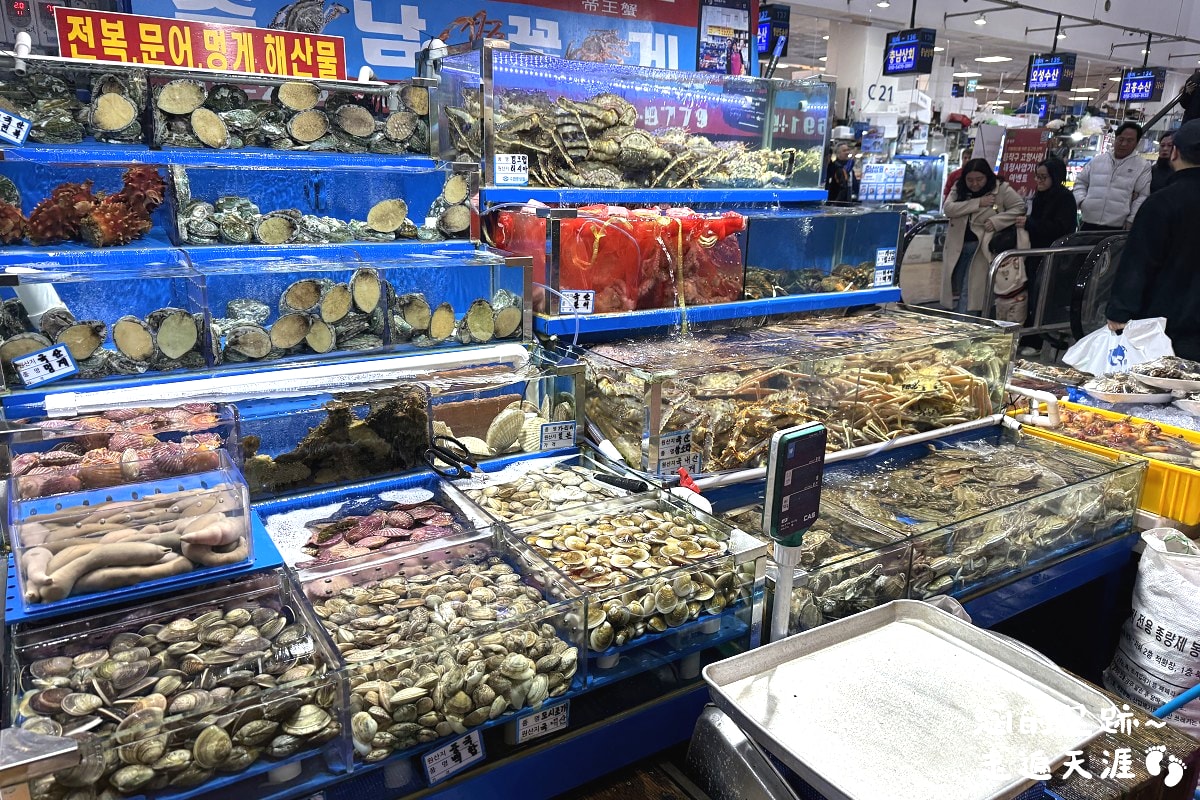 [韓國首爾] 鷺梁津水產市場 ~ 大吃活帝王蟹、松葉蟹、活章魚，一樓買海鮮，二樓代客料理，超鮮甜帝王蟹，首爾吃活海鮮的好地方