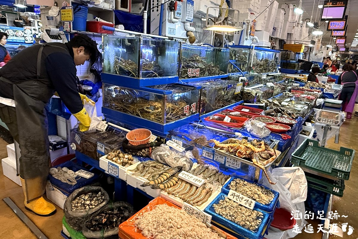 [韓國首爾] 鷺梁津水產市場 ~ 大吃活帝王蟹、松葉蟹、活章魚，一樓買海鮮，二樓代客料理，超鮮甜帝王蟹，首爾吃活海鮮的好地方