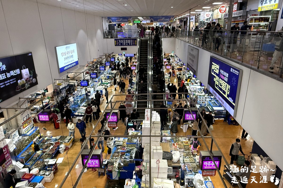 [韓國首爾] 鷺梁津水產市場 ~ 大吃活帝王蟹、松葉蟹、活章魚，一樓買海鮮，二樓代客料理，超鮮甜帝王蟹，首爾吃活海鮮的好地方